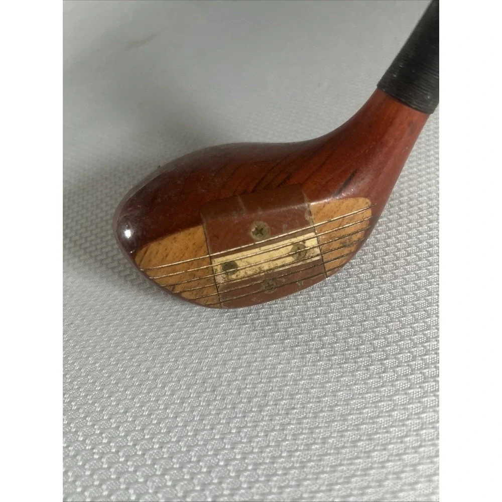 Vintage Spalding 5 Wood Model 4336 Persimmon Head Golf Club Brass Soleplate USA